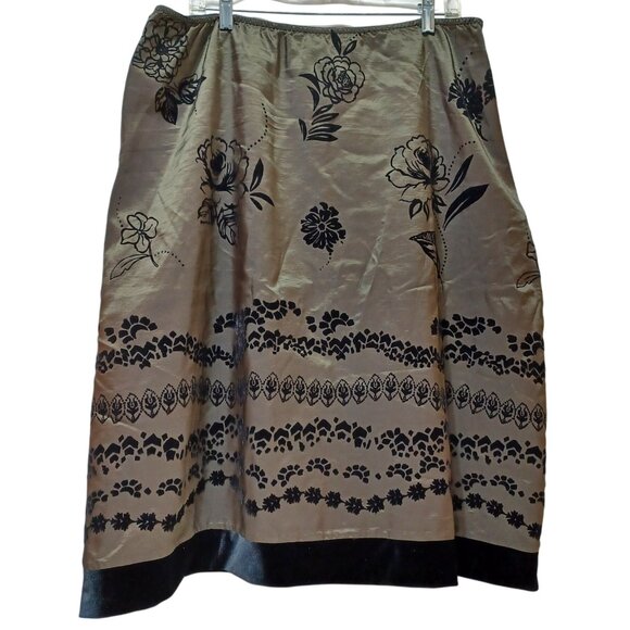 MSK Women Burnout Velvet Midi Skirt A-Line Plus Size 2X Y2K Style Whimsigoth - Picture 1 of 7